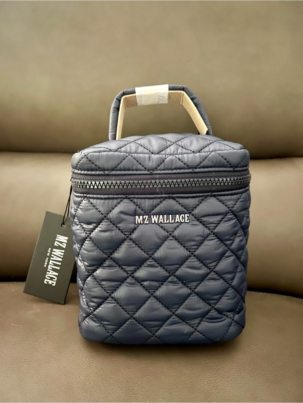 MZ Wallace Quilted Navy Dawn Toiletry Case with Top Handle Discontinued
